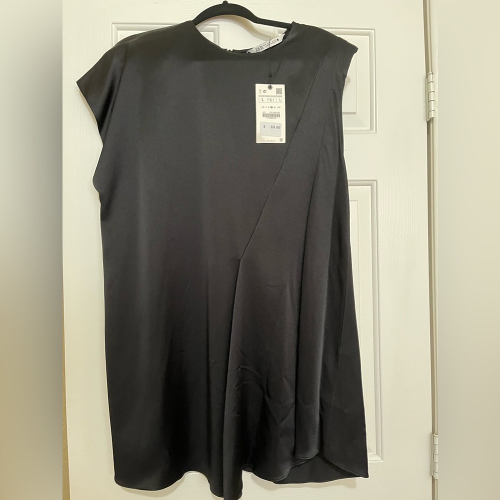 Zara asymmetrical flowy black dress